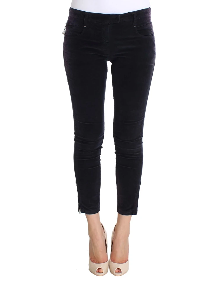 Purple Cropped Corduroys Jeans