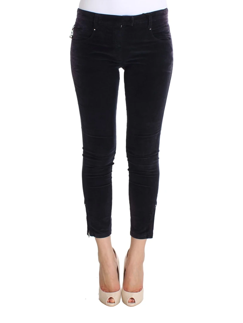 Purple Cropped Corduroys Jeans
