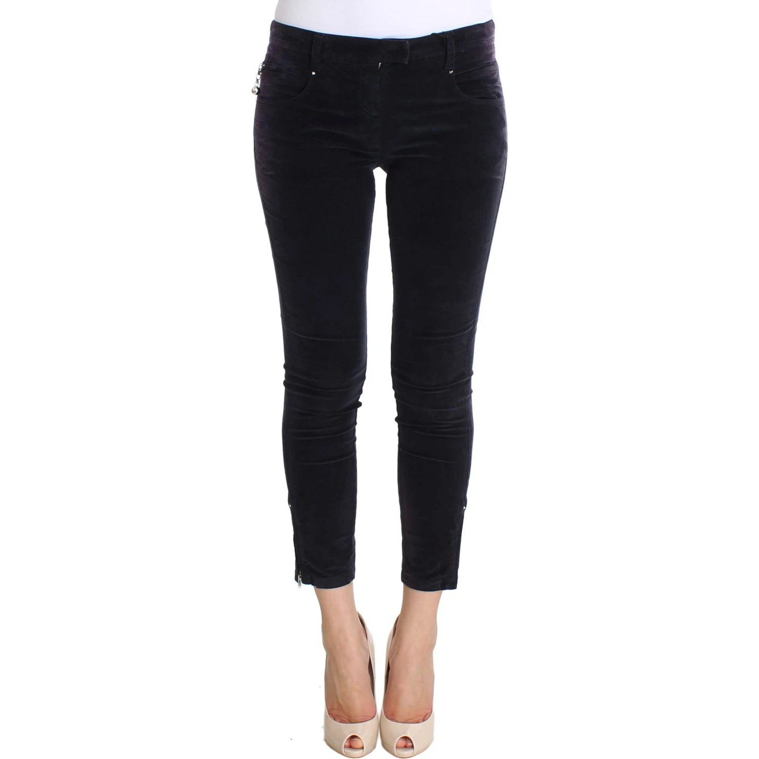 Purple Cropped Corduroys Jeans