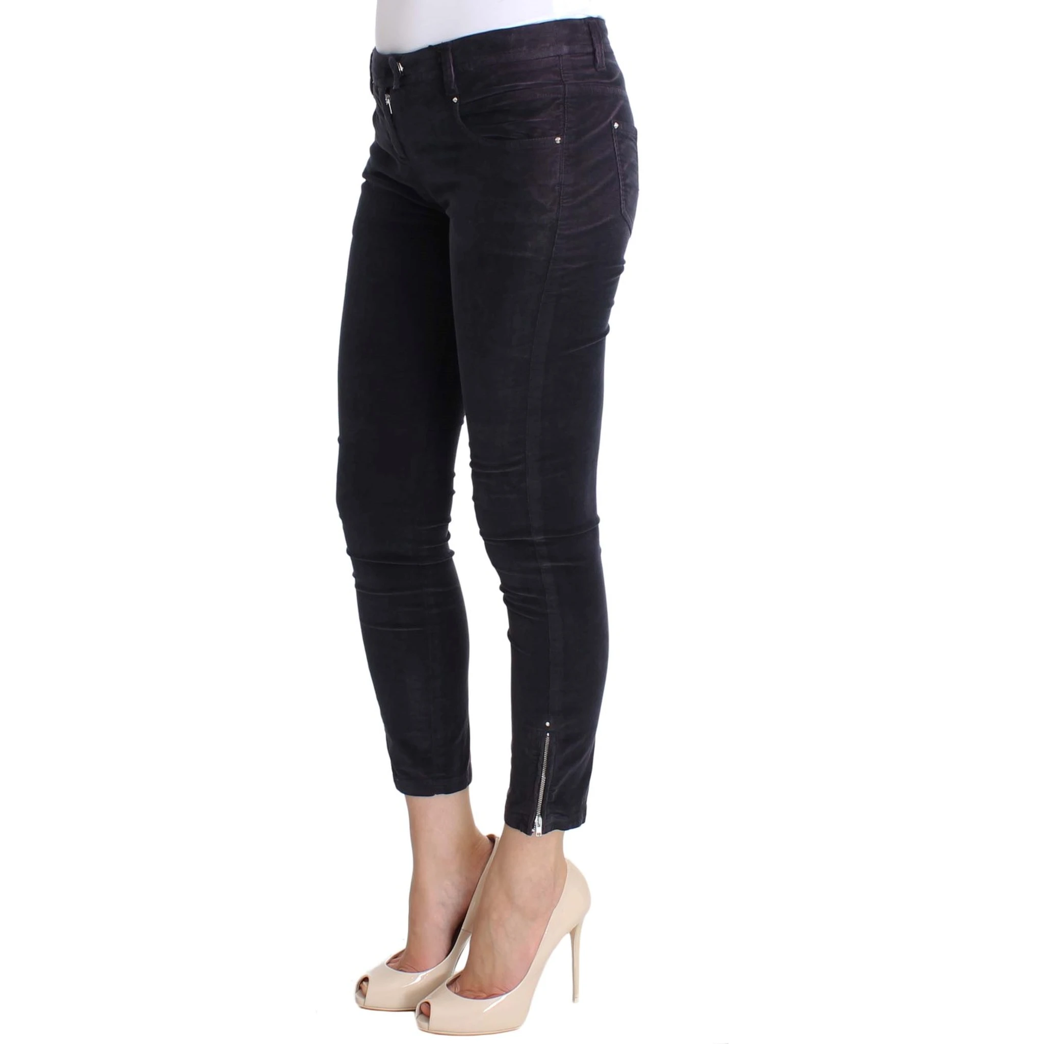 Purple Cropped Corduroys Jeans