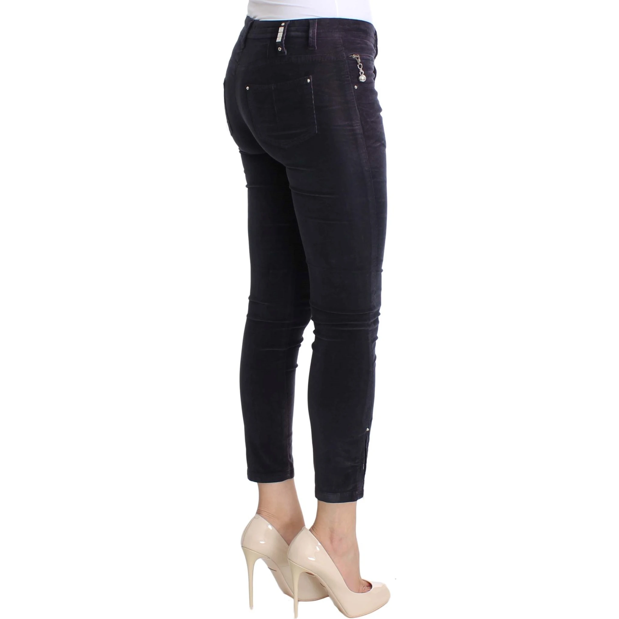 Purple Cropped Corduroys Jeans