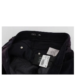 Purple Cropped Corduroys Jeans