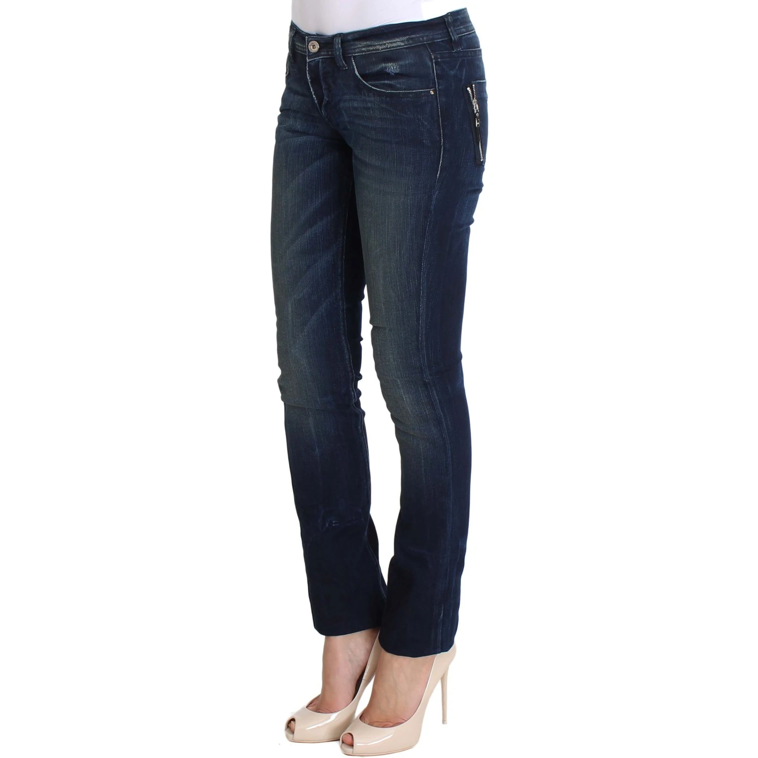 Blue Wash Cotton Slim Fit Skinny Jeans