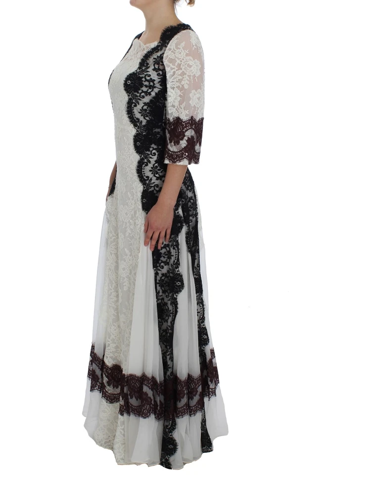 White Floral Lace Full Length Gown Dress alternative