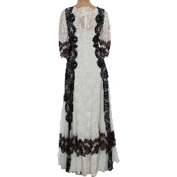 White Floral Lace Full Length Gown Dress