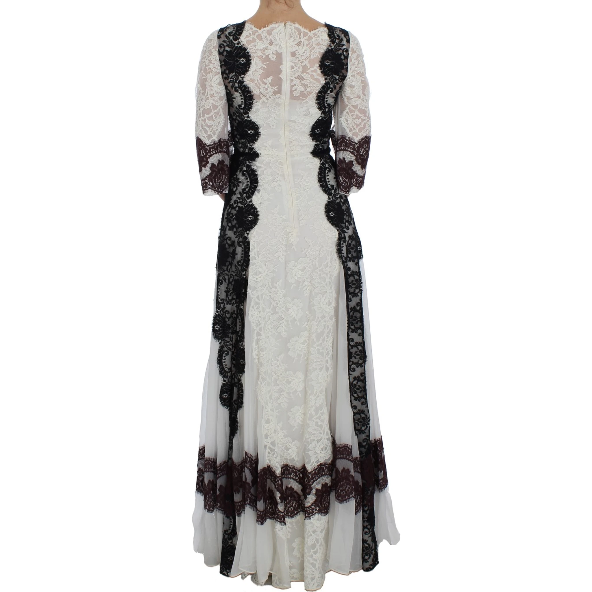 White Floral Lace Full Length Gown Dress