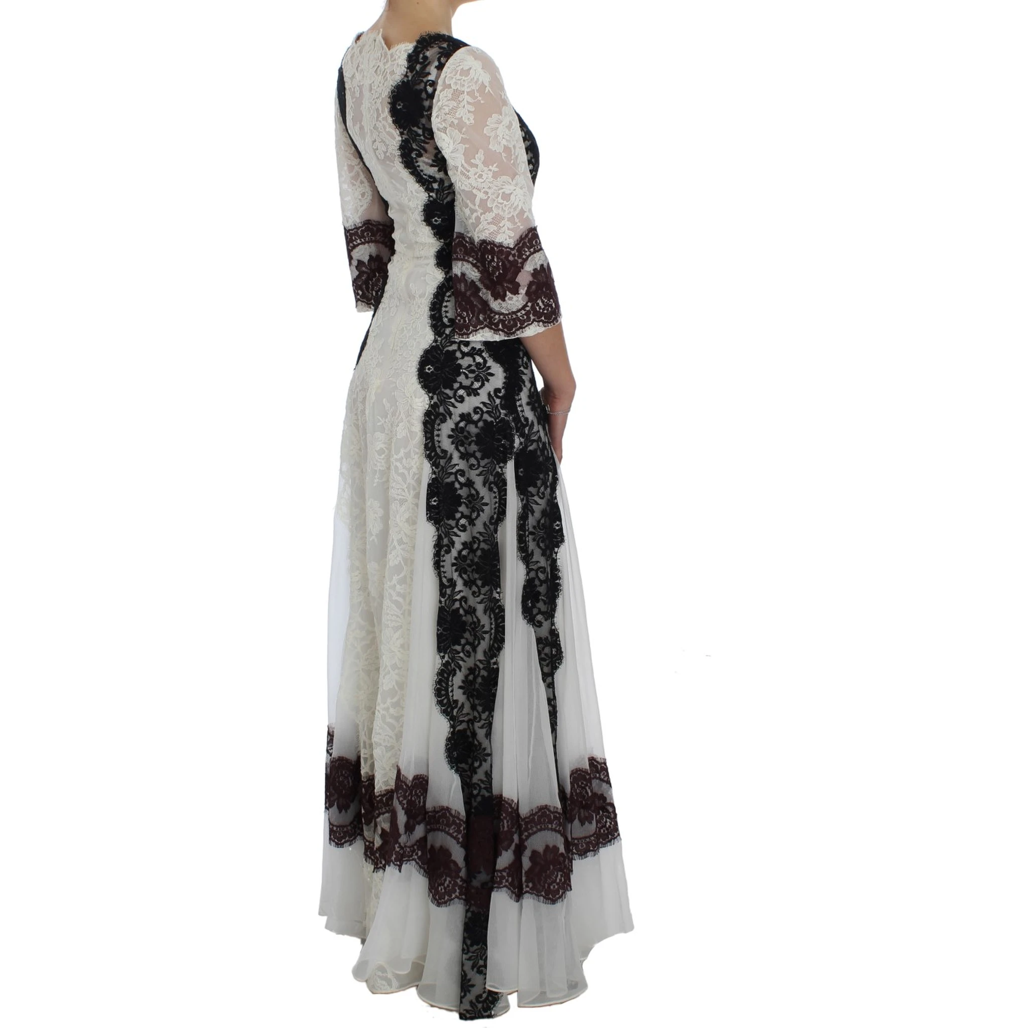 White Floral Lace Full Length Gown Dress