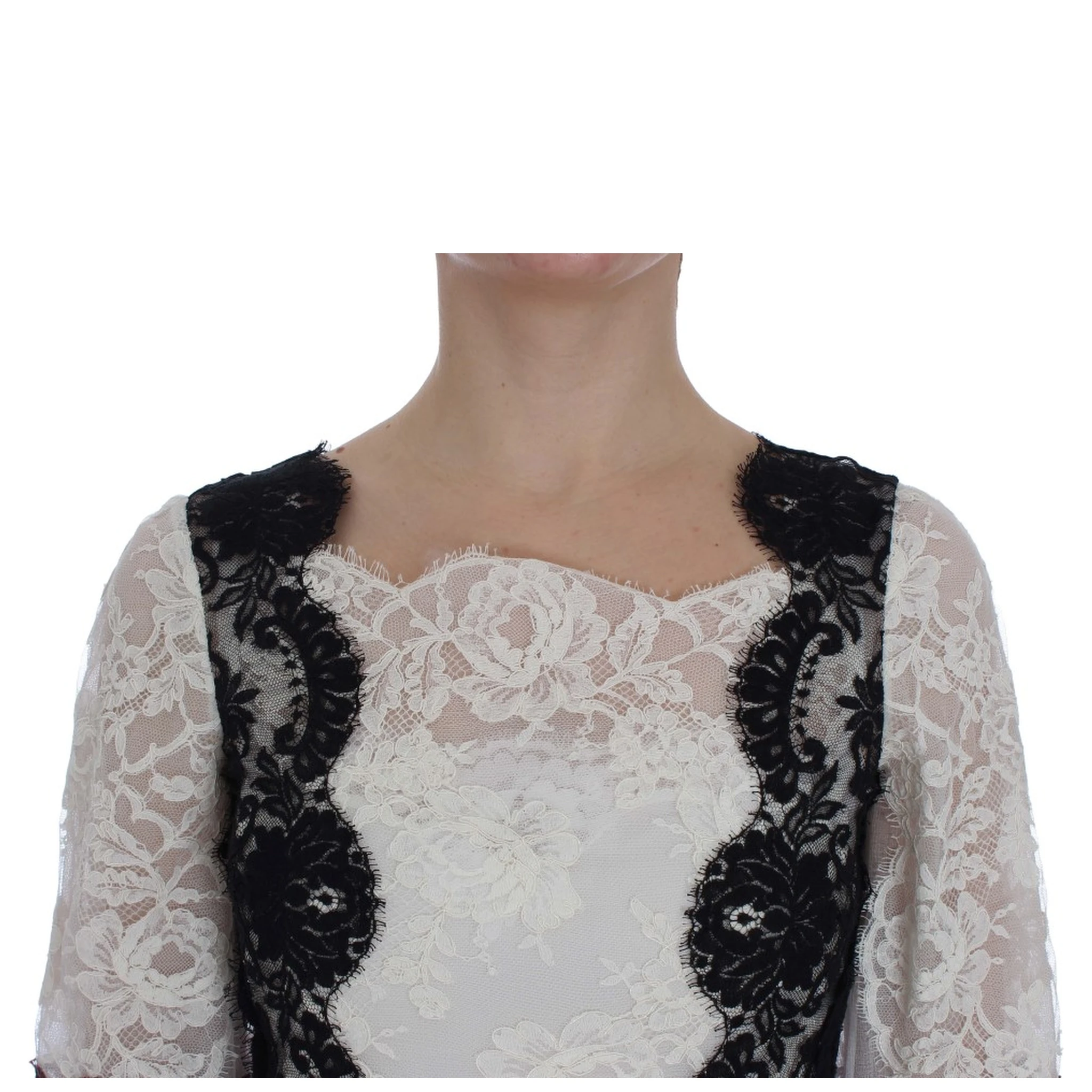 White Floral Lace Full Length Gown Dress