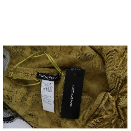 Yellow Black Floral Lace Ricamo Gown Dress