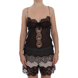 Black Silk Lace Babydoll Lingerie Top