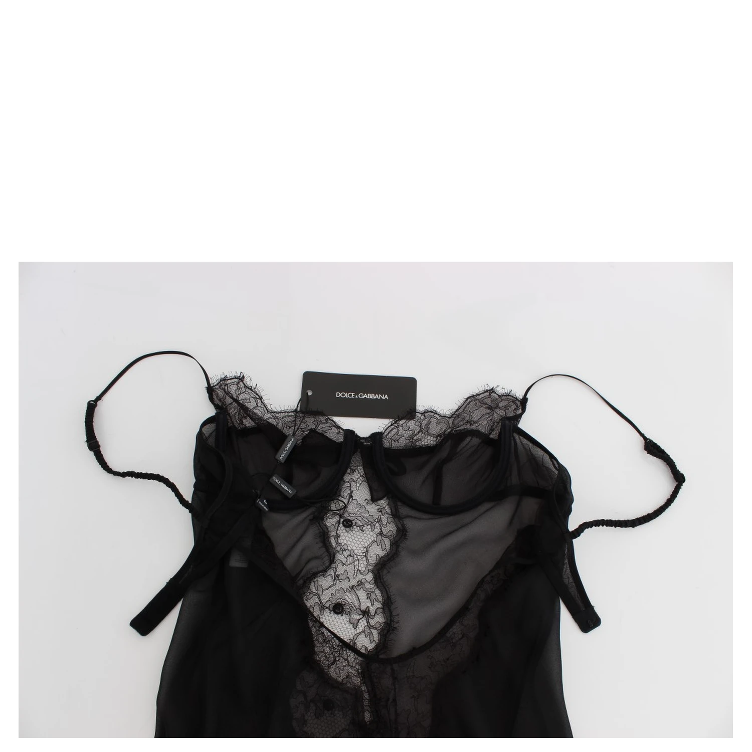 Black Silk Lace Babydoll Lingerie Top