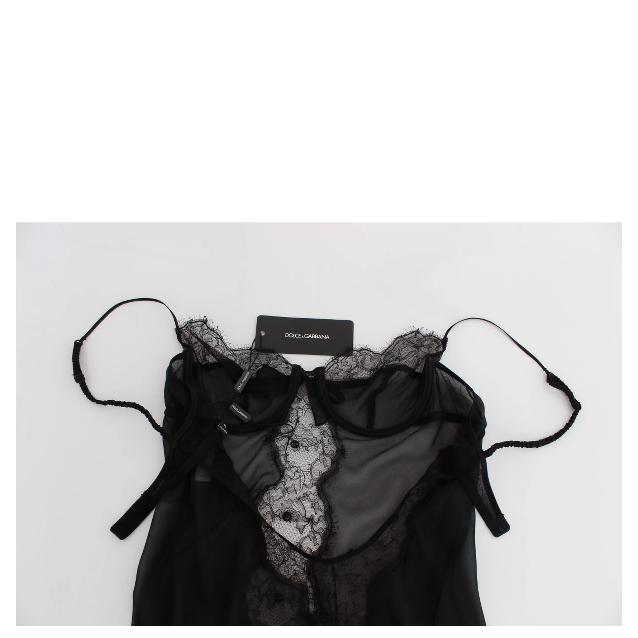 Black Silk Lace Babydoll Lingerie Top