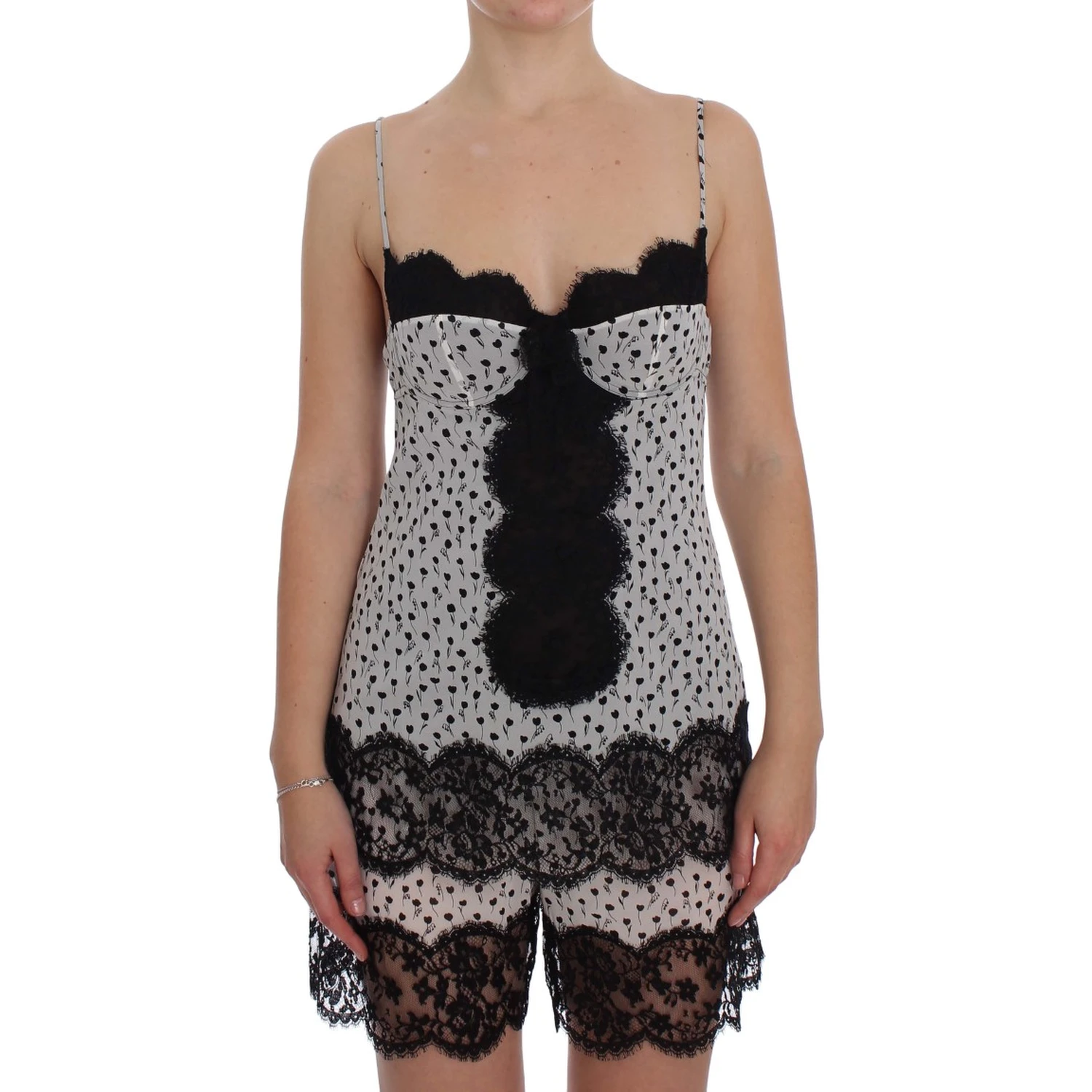 Black Silk Lace Babydoll Lingerie Top