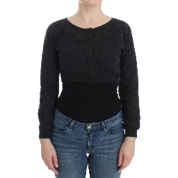 Gray Knit Wool Cardigan Sweater