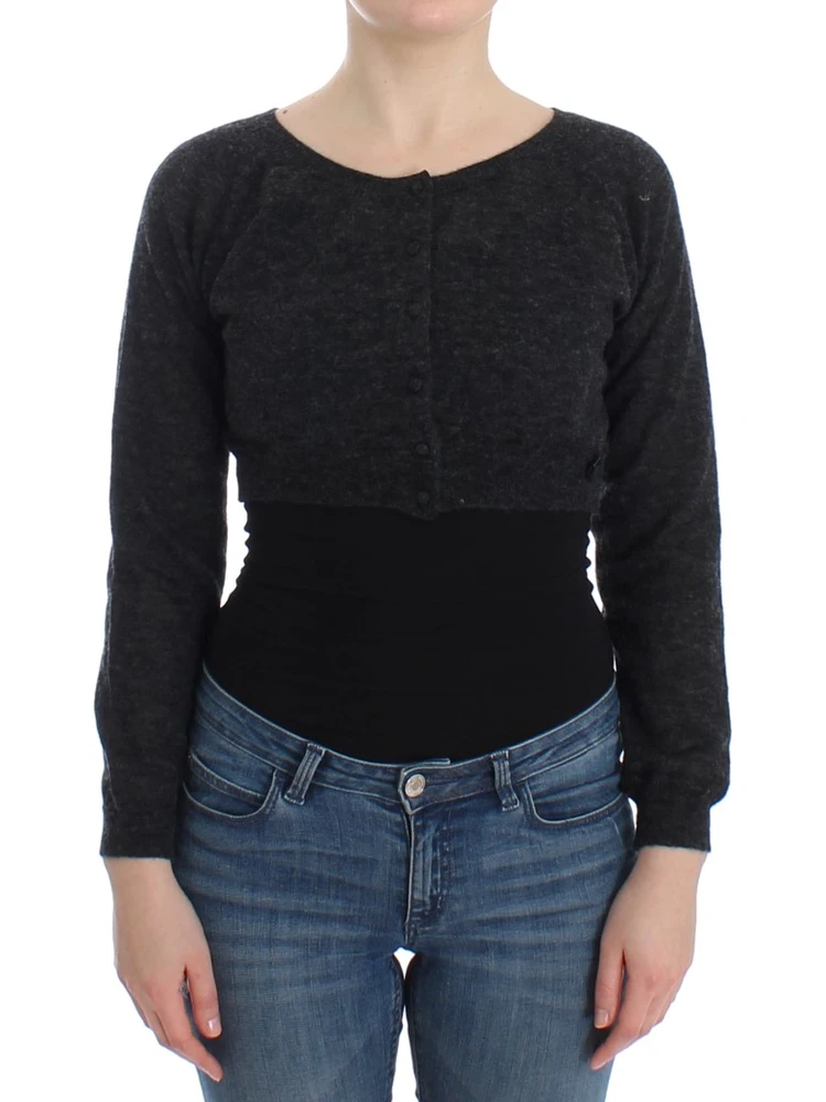 Gray Knit Wool Cardigan Sweater