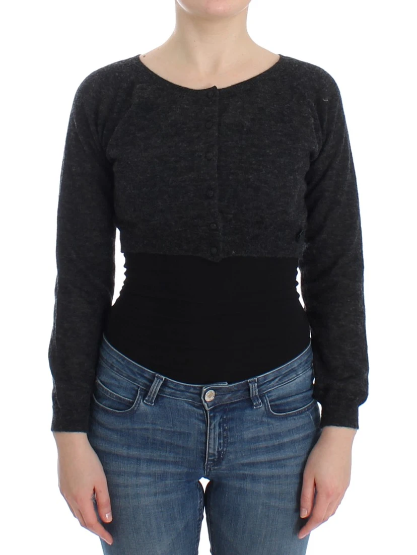 Gray Knit Wool Cardigan Sweater