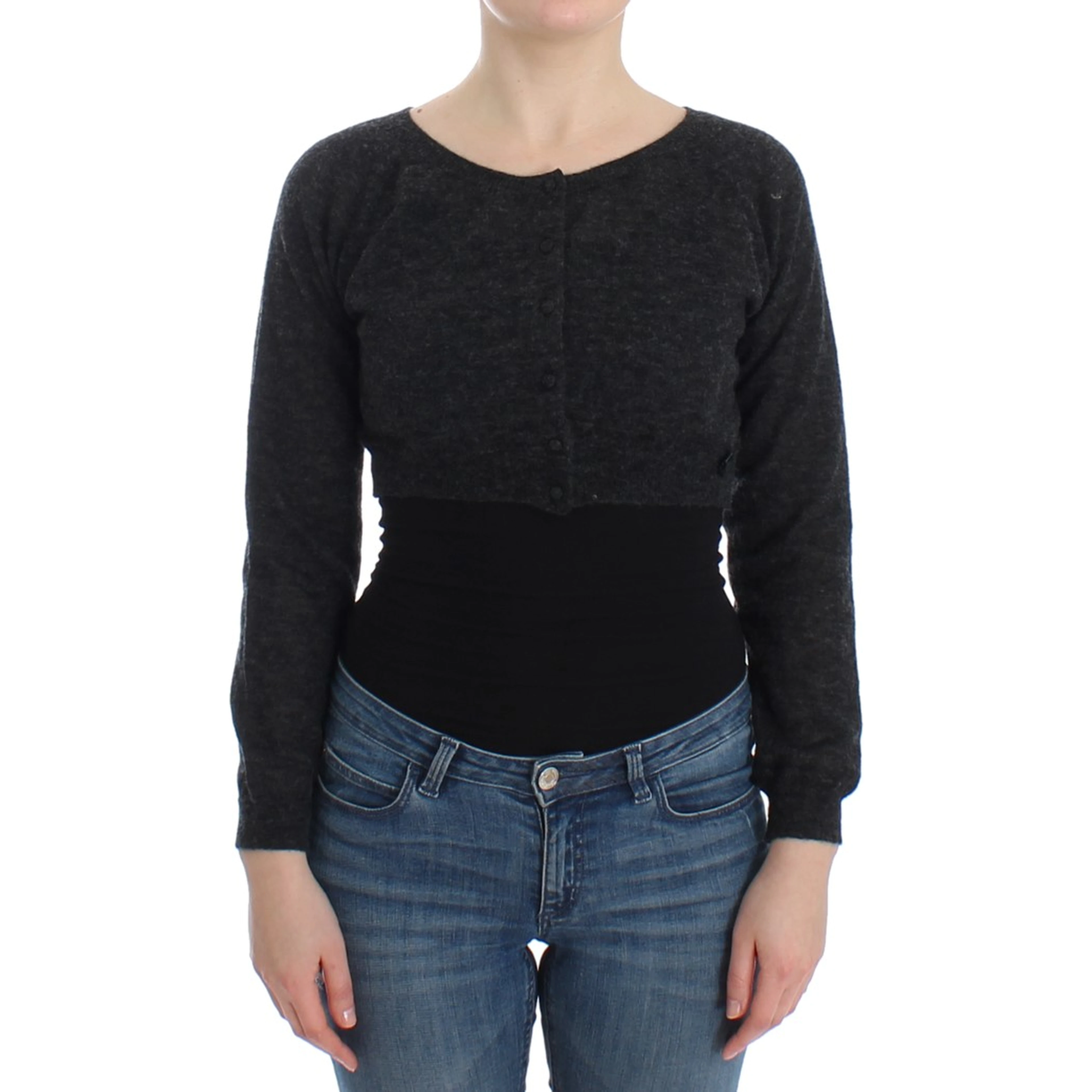 Gray Knit Wool Cardigan Sweater