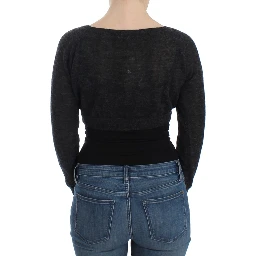 Gray Knit Wool Cardigan Sweater