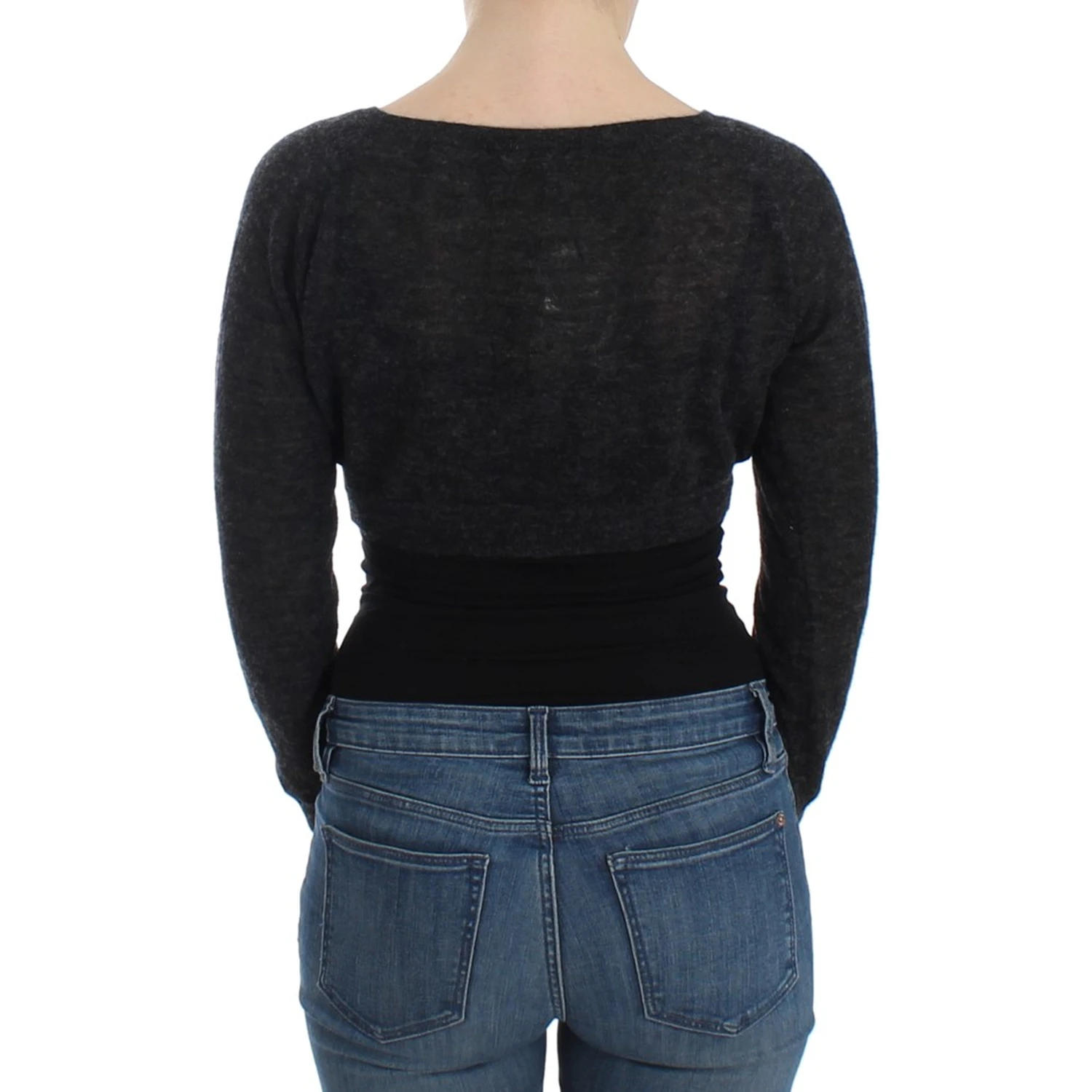 Gray Knit Wool Cardigan Sweater