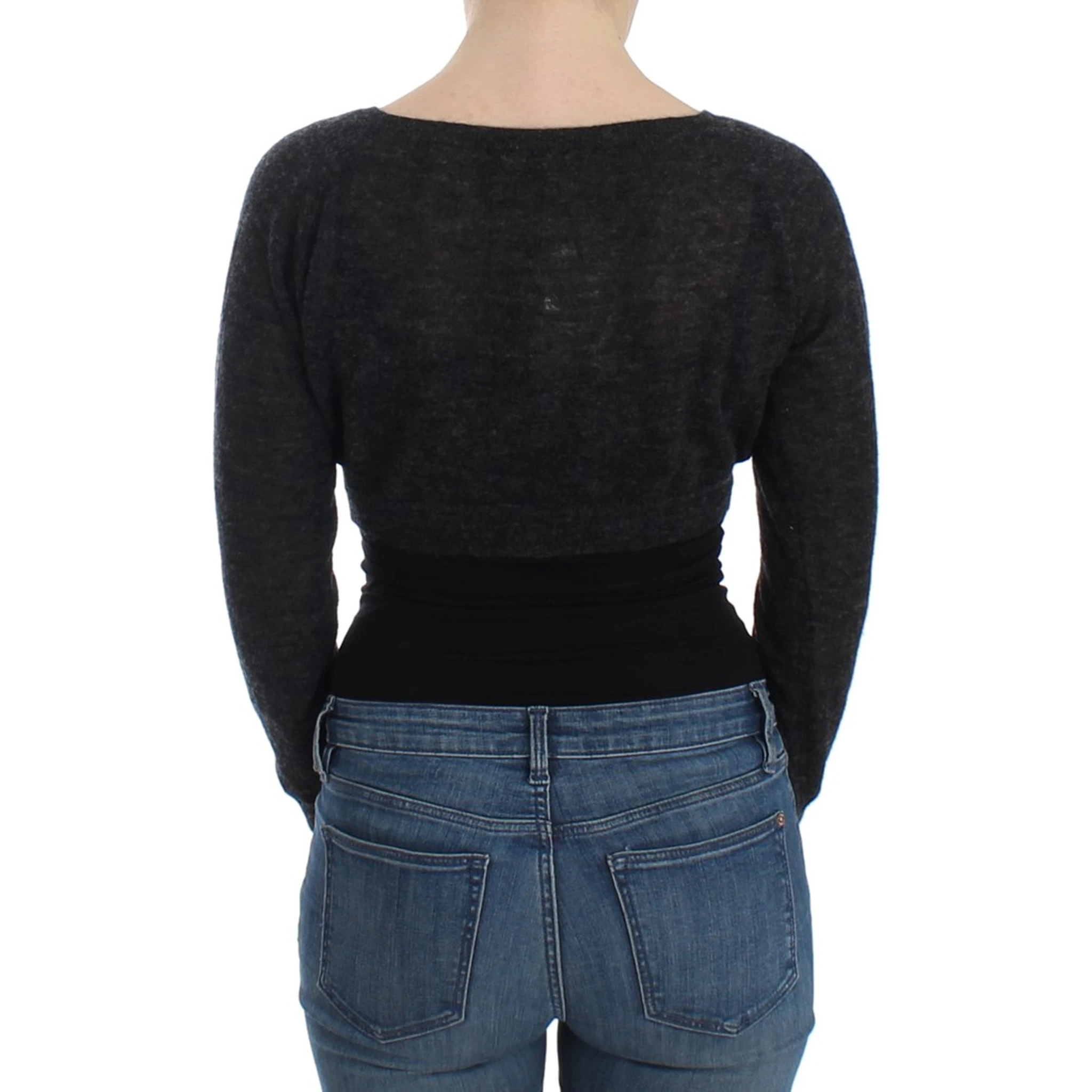 Gray Knit Wool Cardigan Sweater