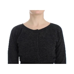 Gray Knit Wool Cardigan Sweater