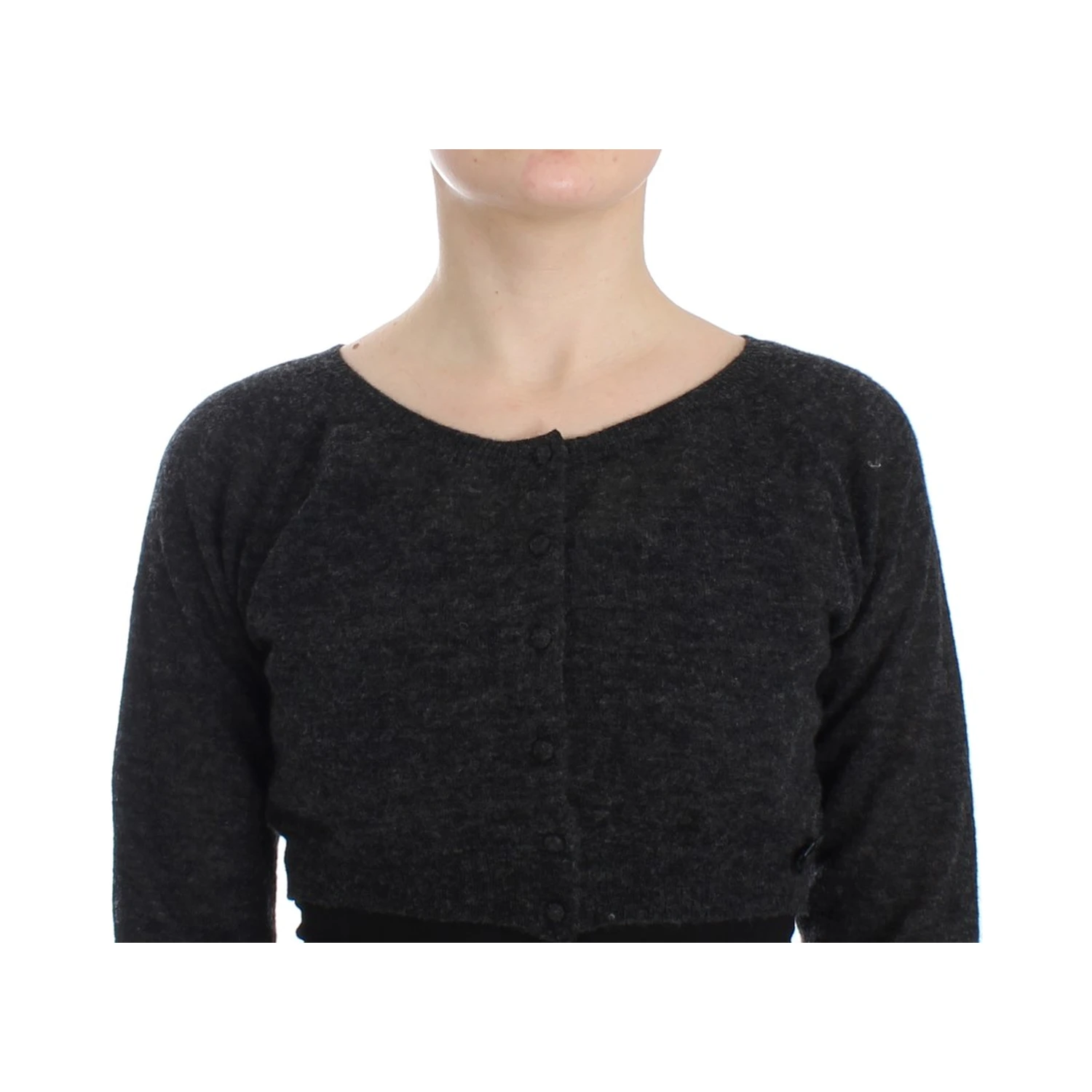 Gray Knit Wool Cardigan Sweater