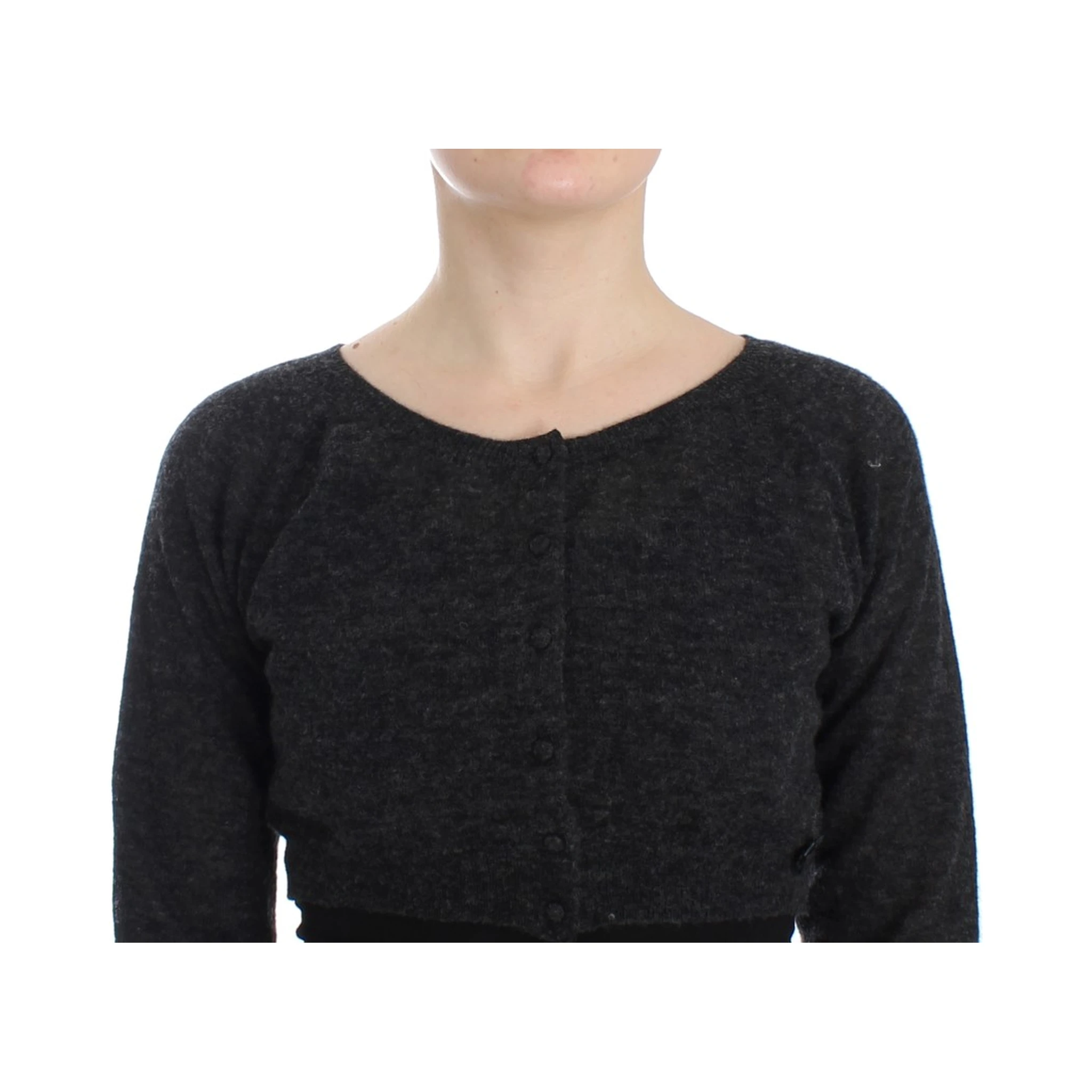 Gray Knit Wool Cardigan Sweater