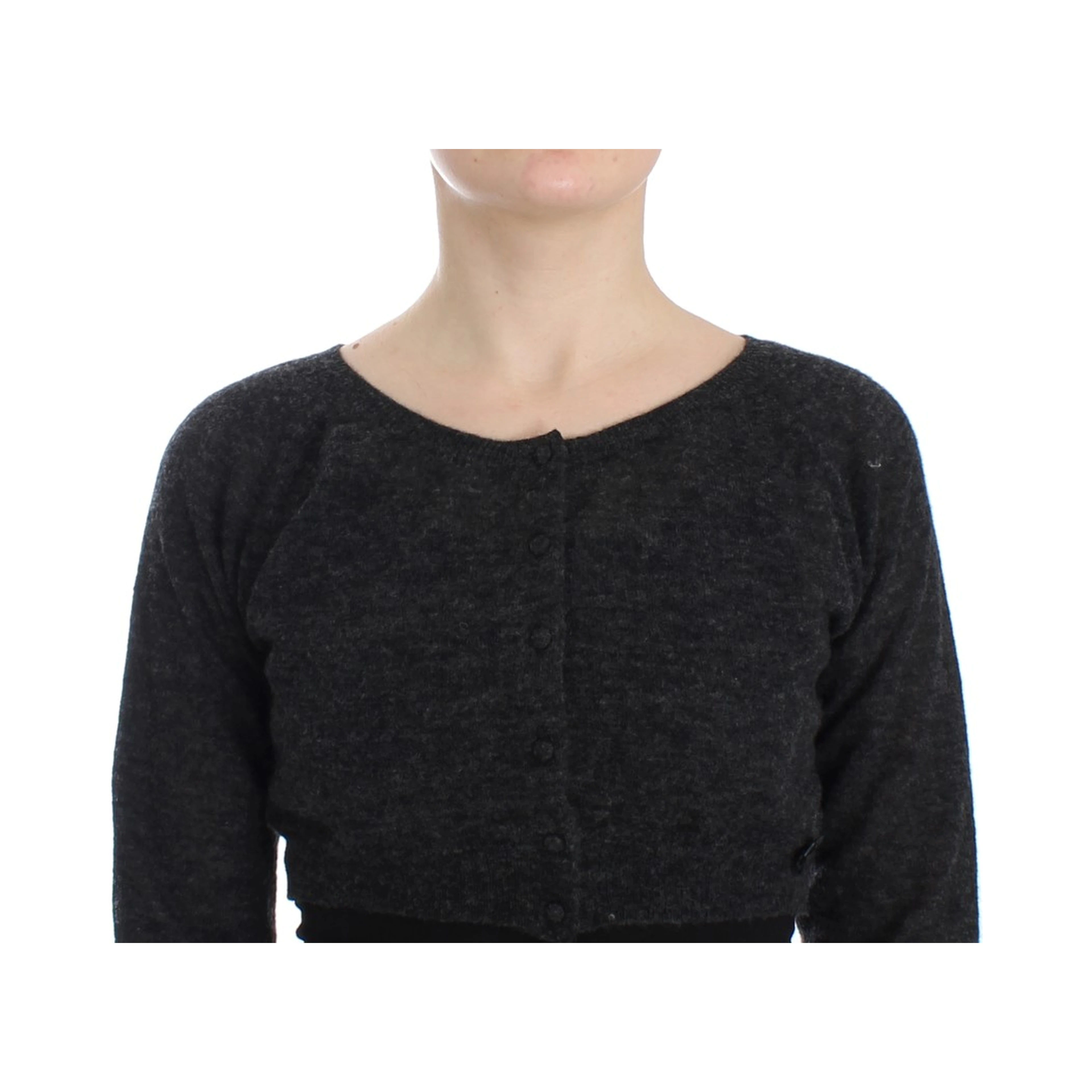 Gray Knit Wool Cardigan Sweater