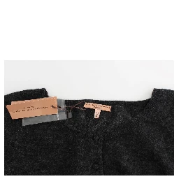 Gray Knit Wool Cardigan Sweater