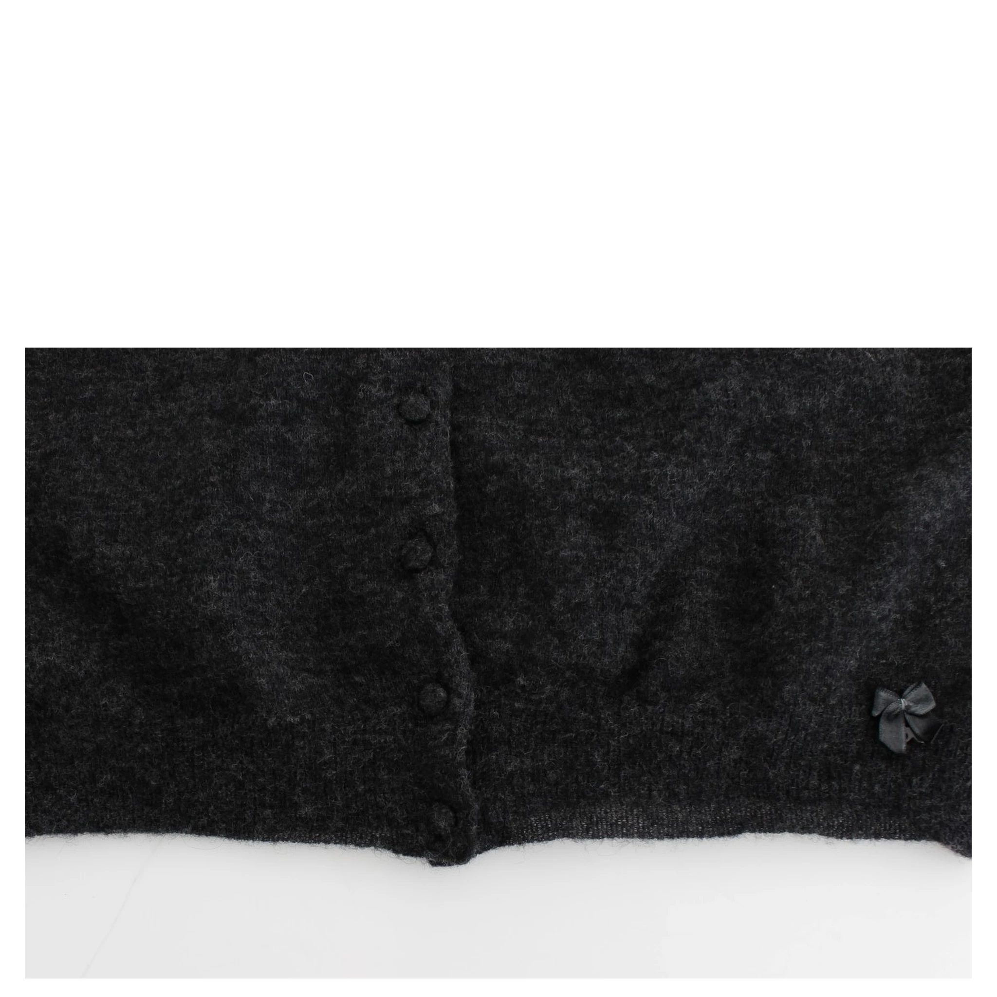 Gray Knit Wool Cardigan Sweater