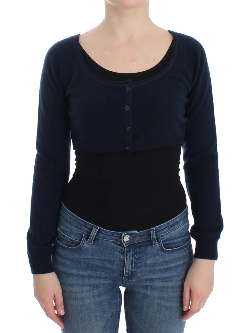 Blue Cashmere Cardigan Sweater