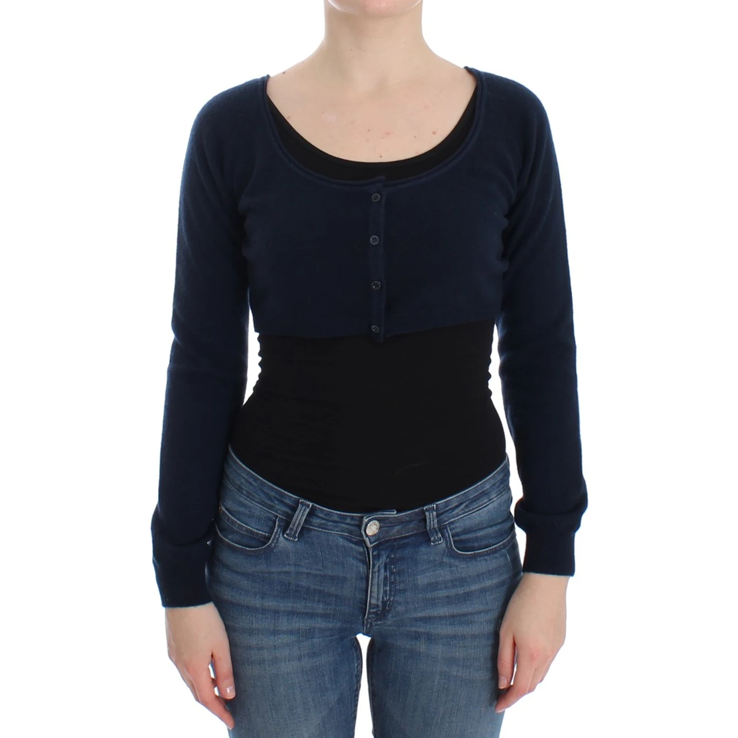 Blue Cashmere Cardigan Sweater
