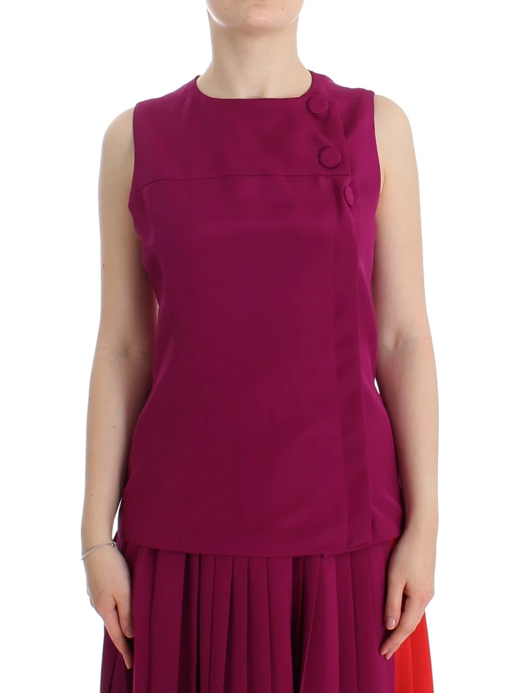 Purple Silk Sleeveless Blouse Top