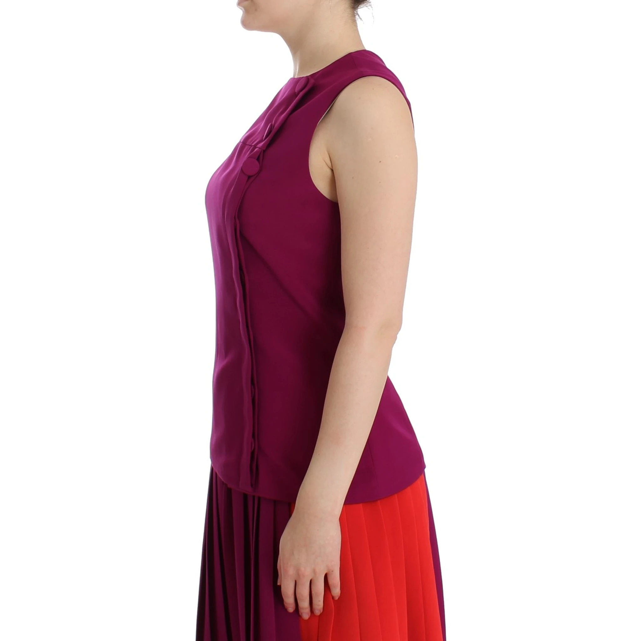 Purple Silk Sleeveless Blouse Top