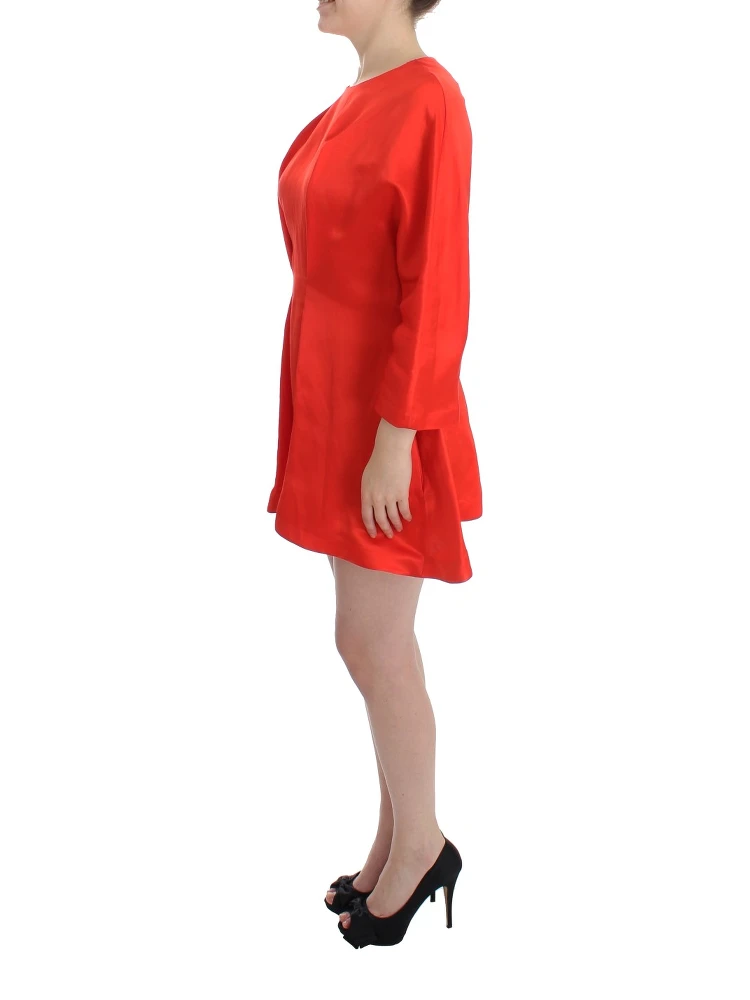 Red Mini Linen 3/4 Sleeve Sheath Dress alternative