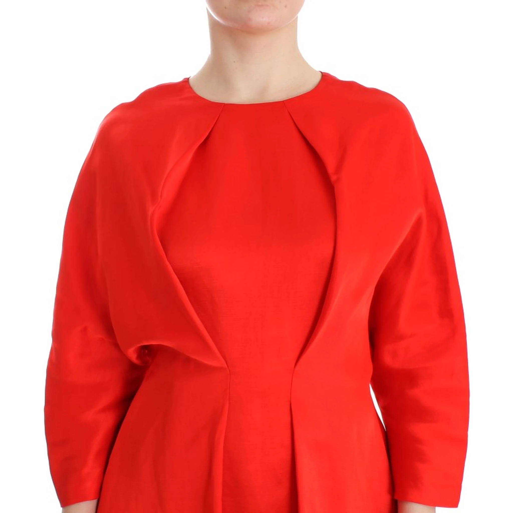 Red Mini Linen 3/4 Sleeve Sheath Dress