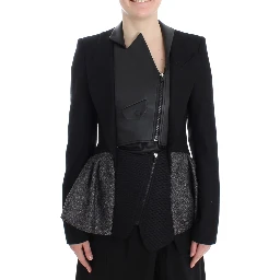 Black Short Blazer Coat Biker Jacket