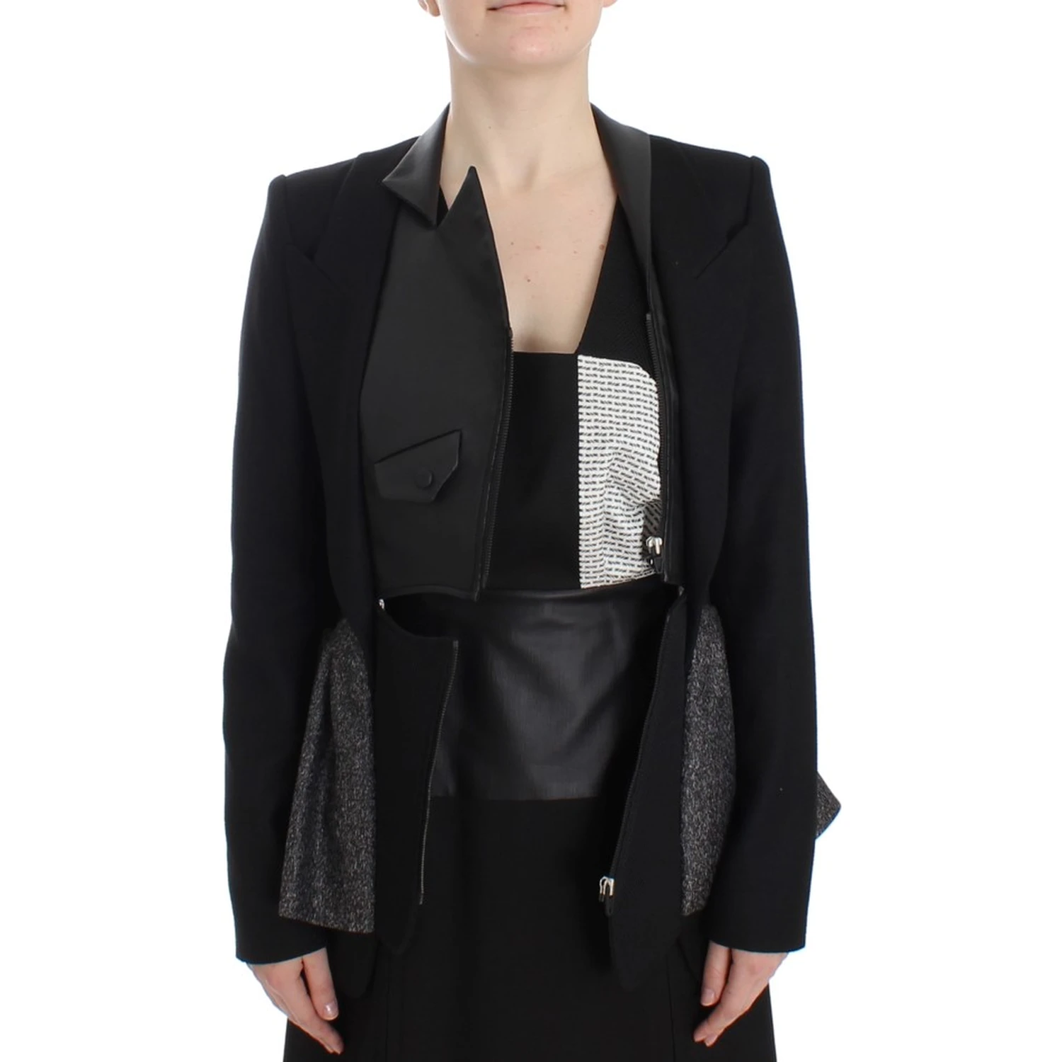Black Short Blazer Coat Biker Jacket