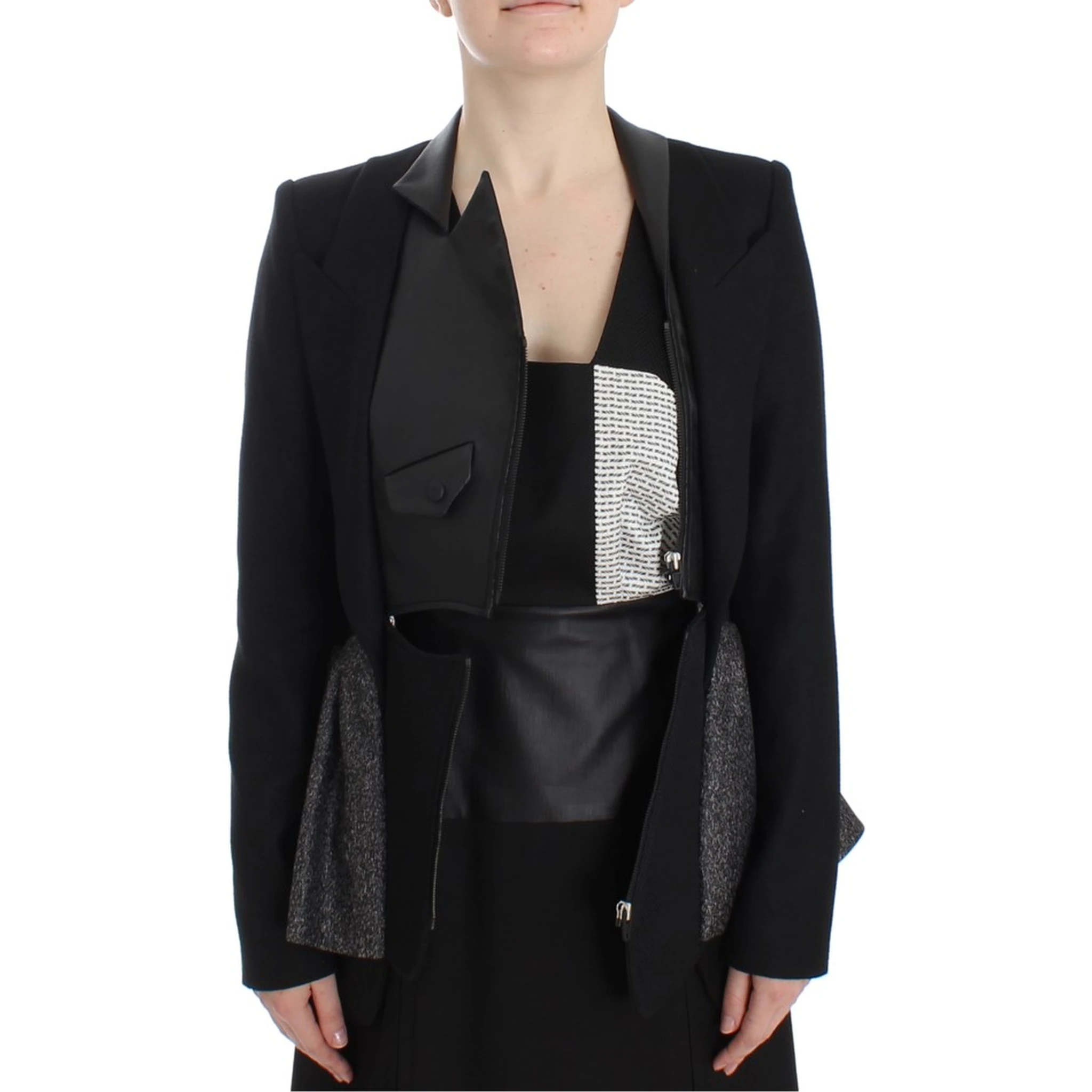 Black Short Blazer Coat Biker Jacket