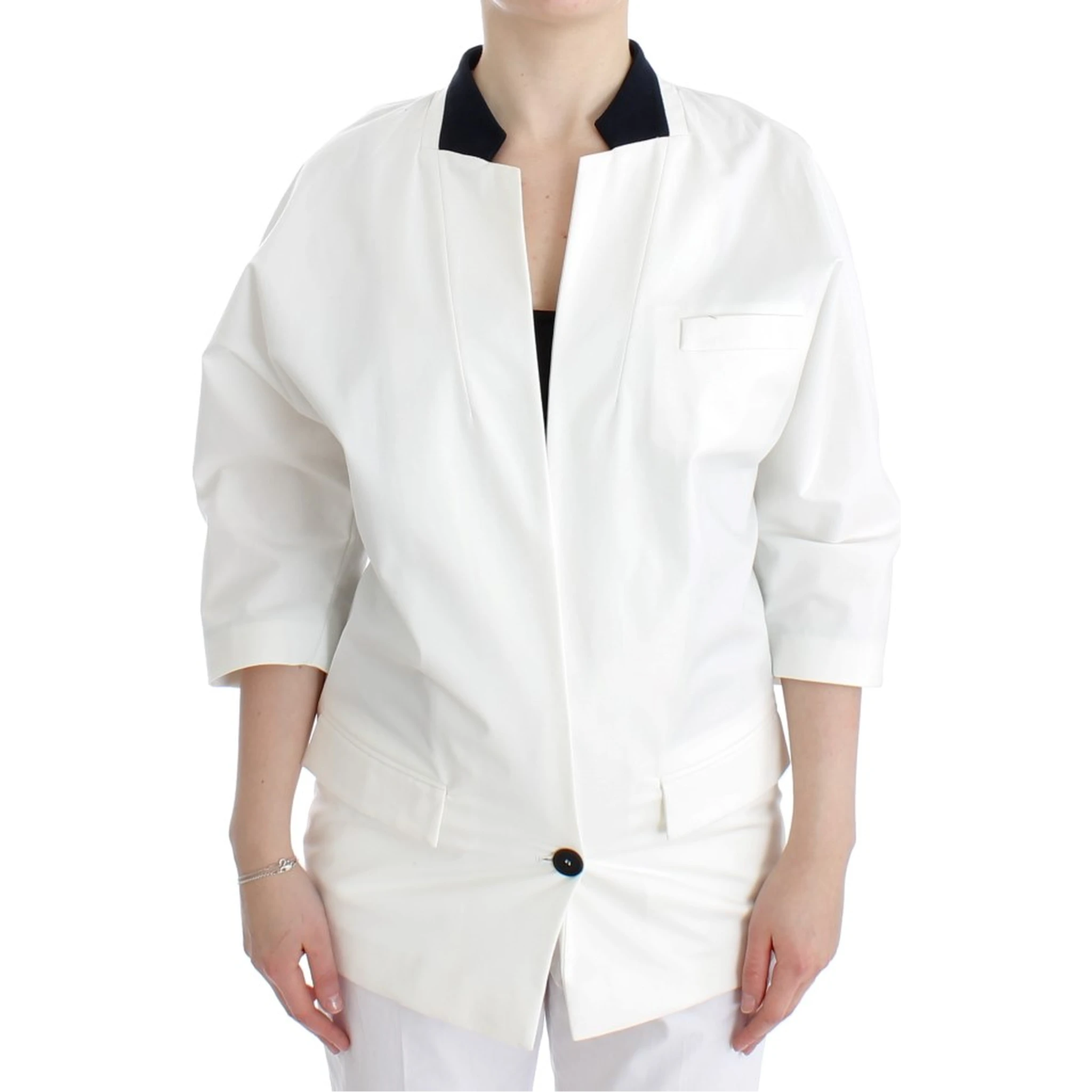 White Cotton Blend Oversized Blazer Jacket