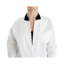 White Cotton Blend Oversized Blazer Jacket
