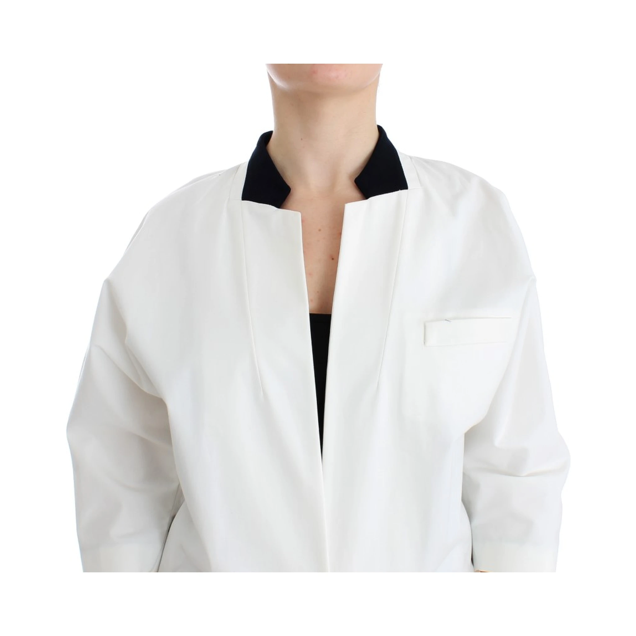 White Cotton Blend Oversized Blazer Jacket
