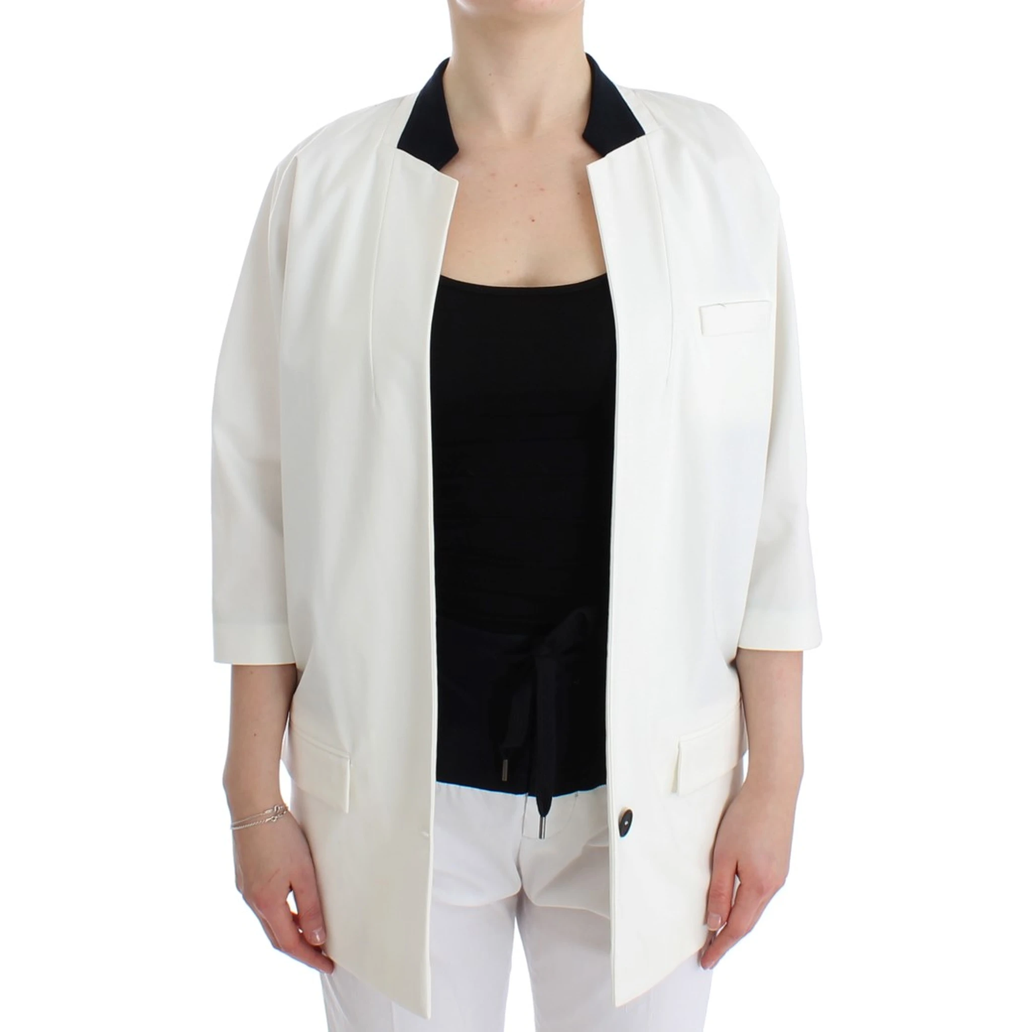 White Cotton Blend Oversized Blazer Jacket