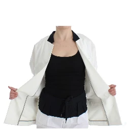 White Cotton Blend Oversized Blazer Jacket