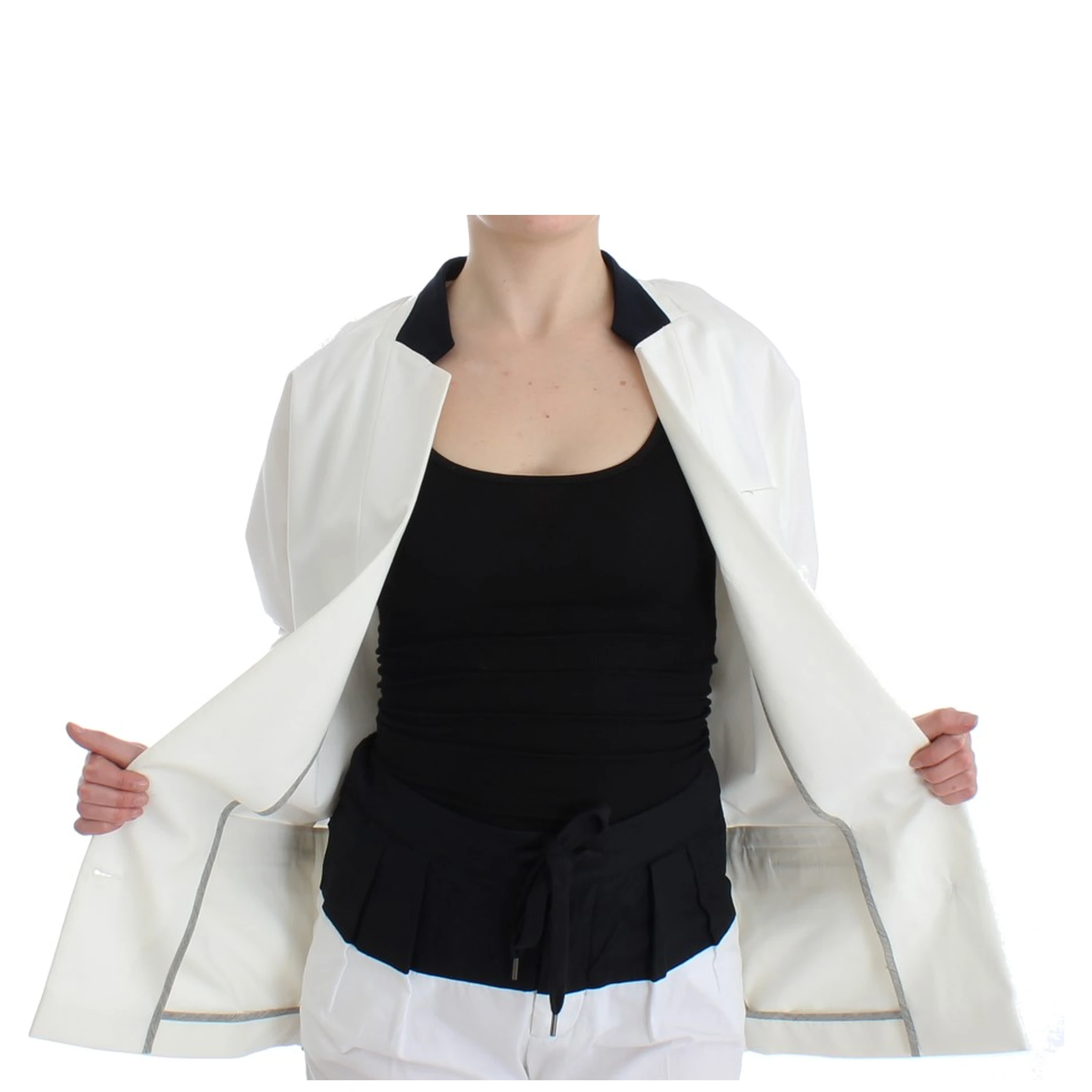 White Cotton Blend Oversized Blazer Jacket