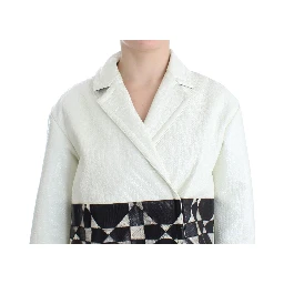 White Black Cropped Leather Jacket