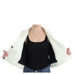 White Black Cropped Leather Jacket