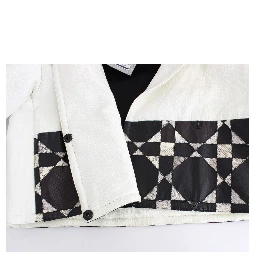 White Black Cropped Leather Jacket