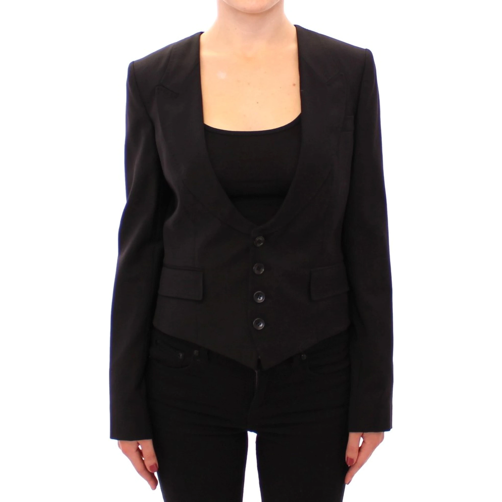 Black Silk Scarf Back Blazer Jacket
