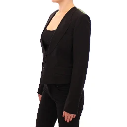Black Silk Scarf Back Blazer Jacket